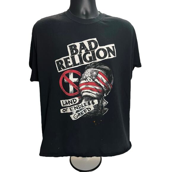 Bad Religion Band Land of Endless Greed Vintage Punk Rock T-Shirt  XL Black Tee - Picture 1 of 12